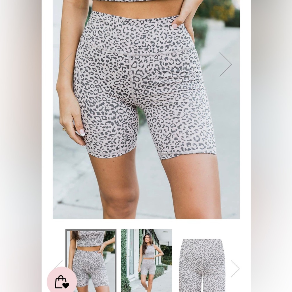 Pink Lily size medium “Sweat Now Shine Later Leopard Print Biker Shorts”
